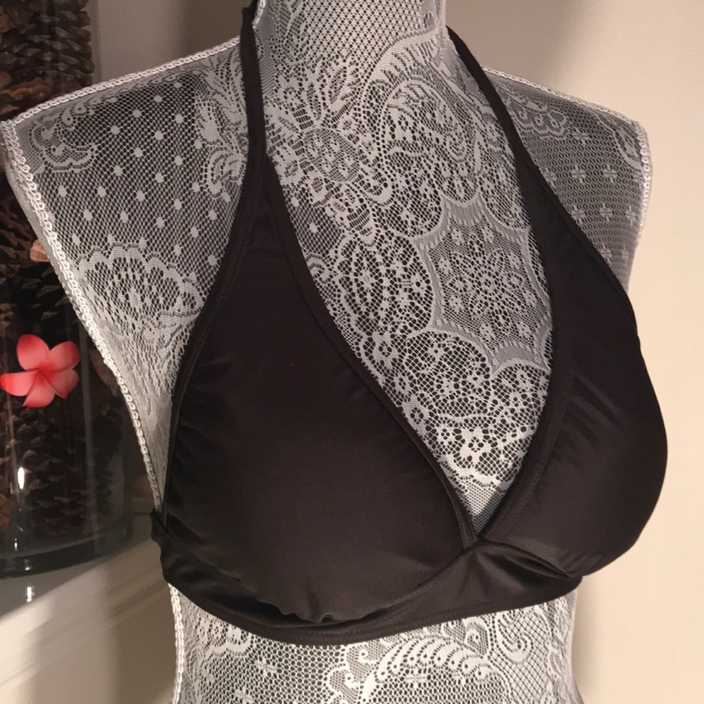 ANN TAYLOR LOFT Deep Brown Halter Bikini Swim Top